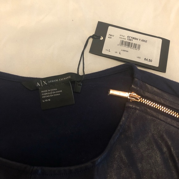 Armani Exchange leather look Purple Top M - Picture 2 of 4